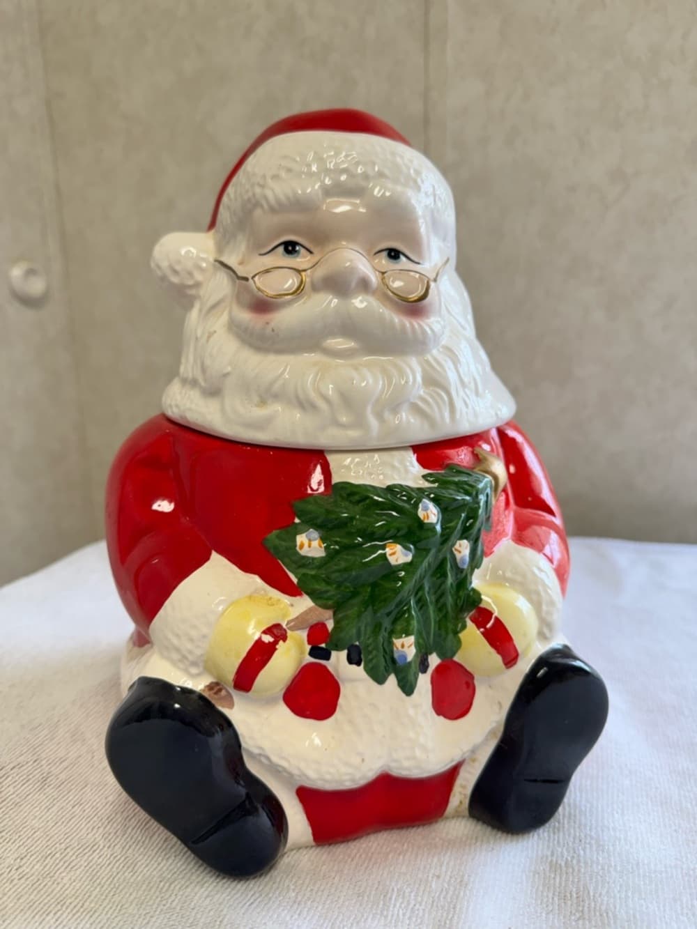Gibson Red and White Santa Ceramic Cookie Jar