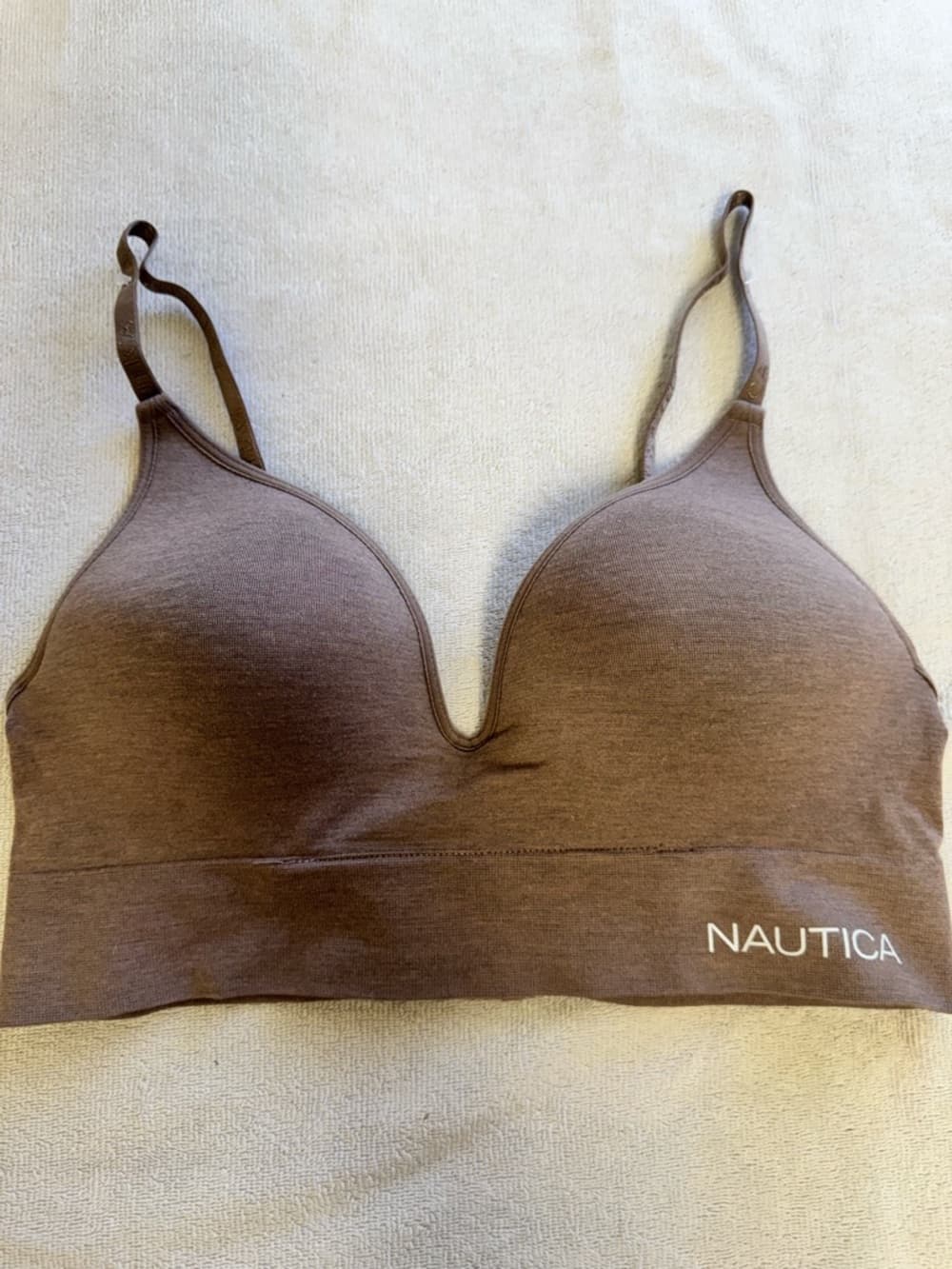 Nautica Brown Seamless Light-Support Bralette with Logo