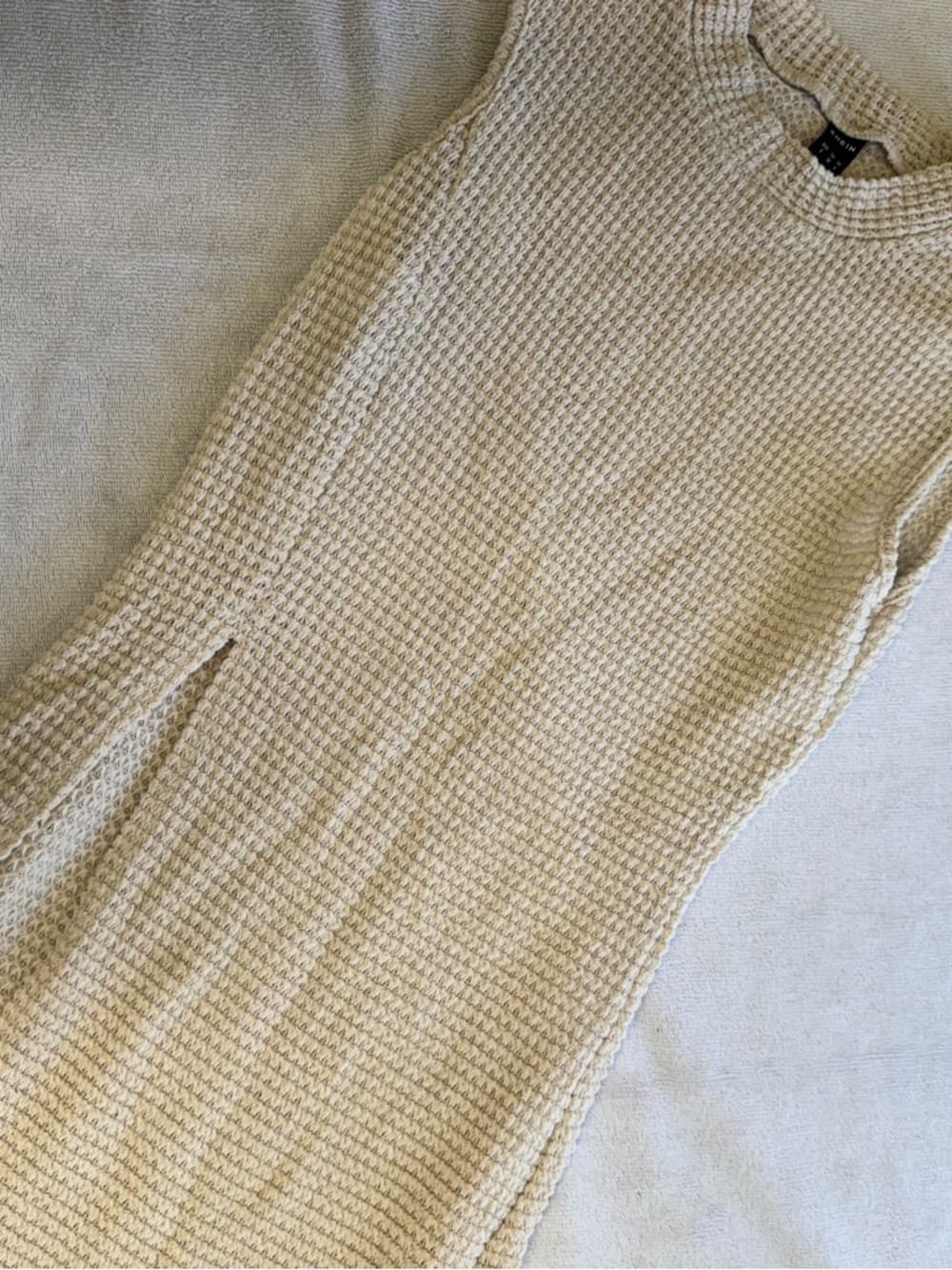 SHEIN Cream Waffle Knit Tank Dress