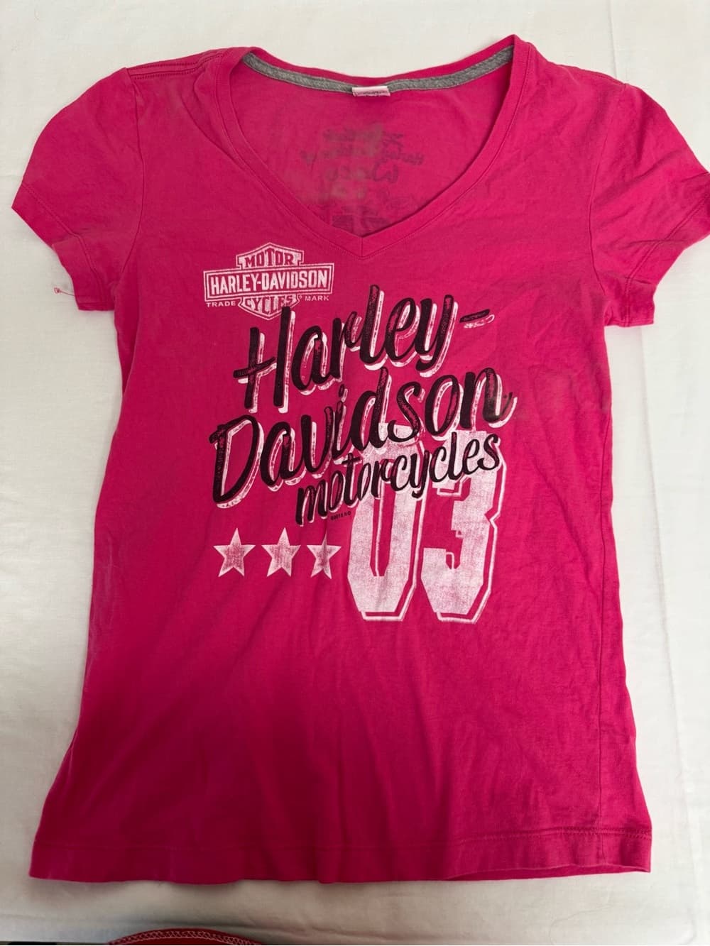 Harley-Davidson Pink V-Neck Graphic Tee