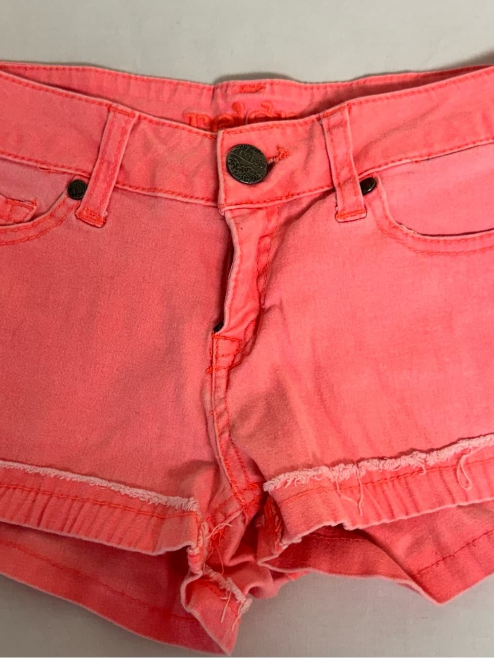 Reign Coral Pink Denim Cutoff Shorts