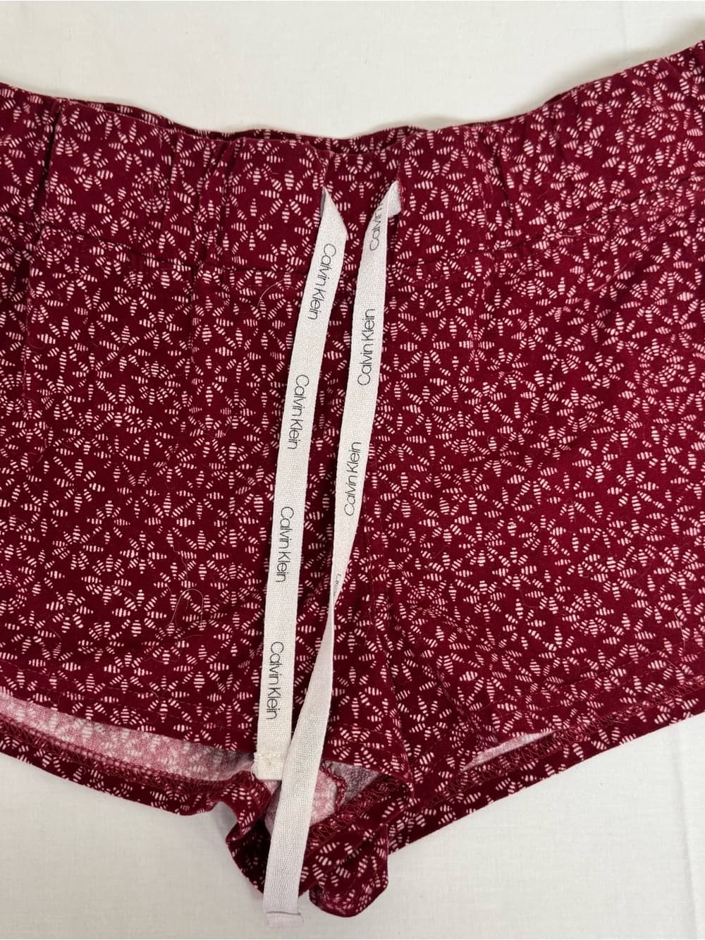 Calvin Klein Burgundy Floral Print Pajama Shorts