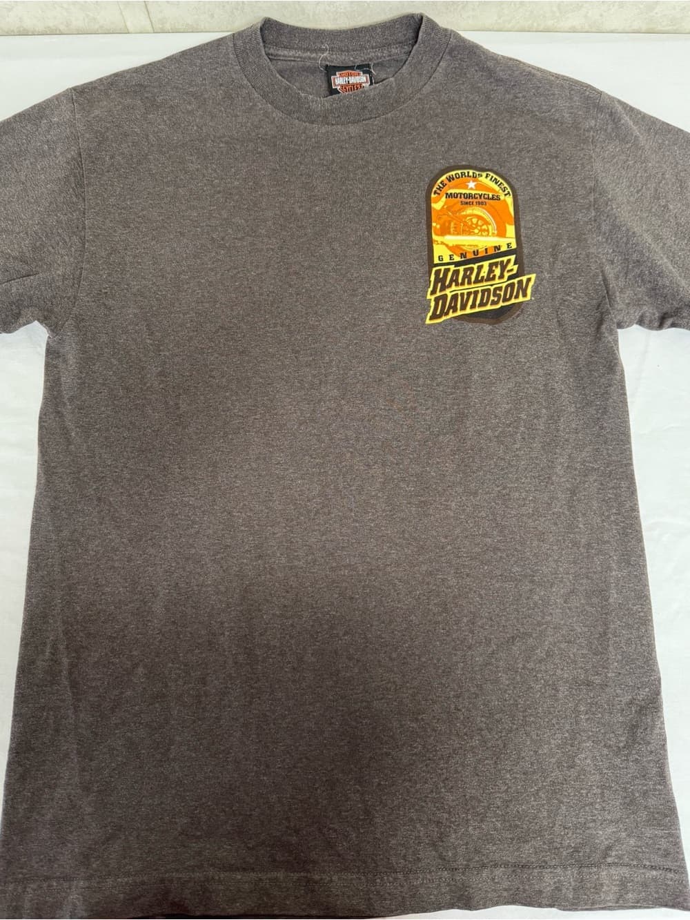 Harley-Davidson Brown Short Sleeve Tee with Yellow Logo