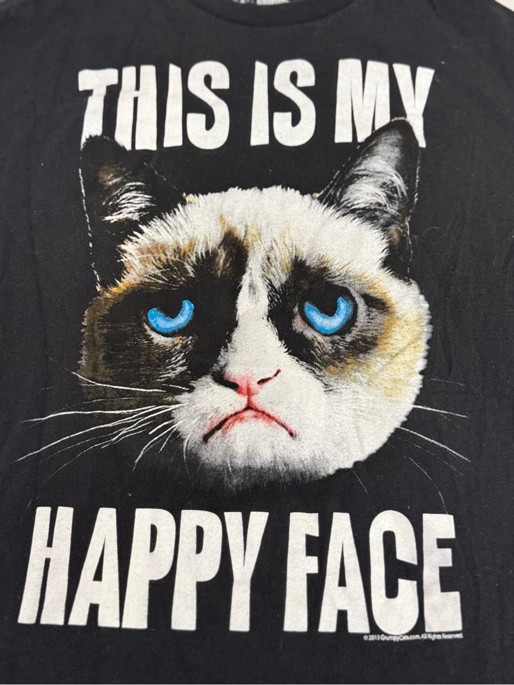 Grumpy Cat Black Graphic Pet Tee - This Is My Happy Face